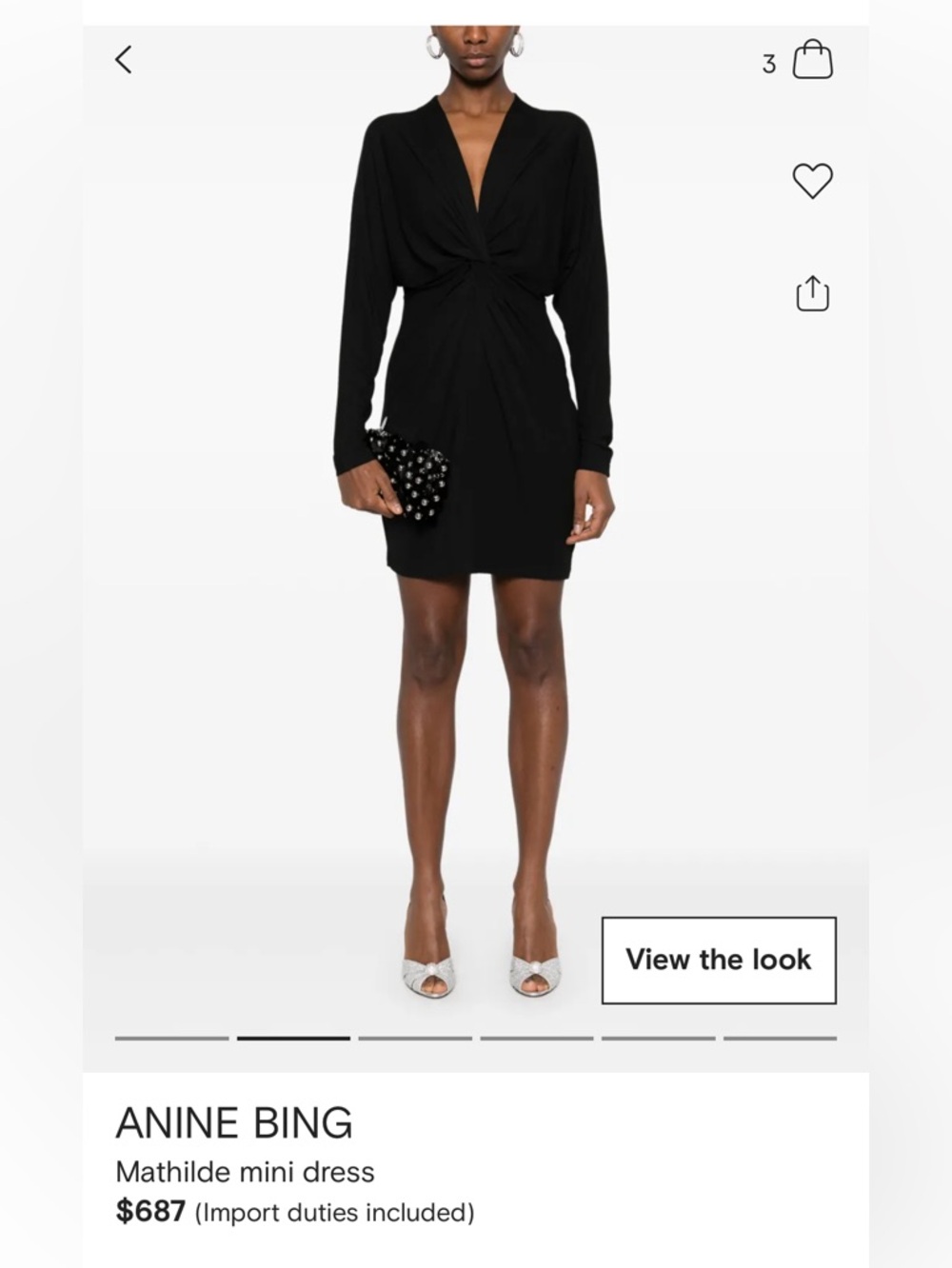 Anine Bing Black Twist-Front Mini Dress
